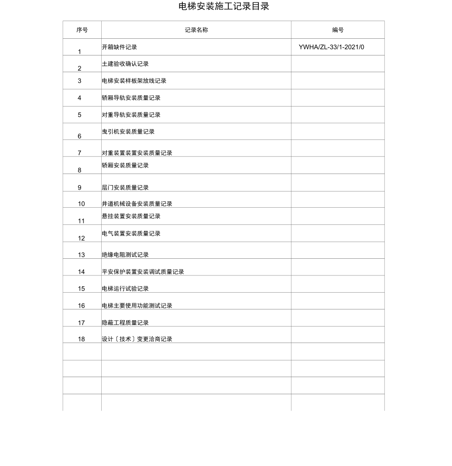 电梯安装施工记录